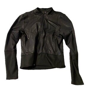 Cynthia Rowley-Black Matte Shimmer Zip Front Athletic/Sporty Jacket‎ Size M